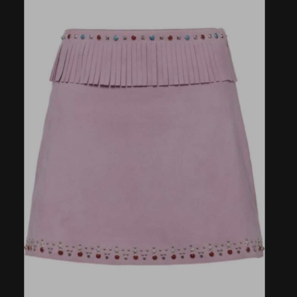 Miu Miu Light Pink Studded Mini Skirt - Picture 3 of 6